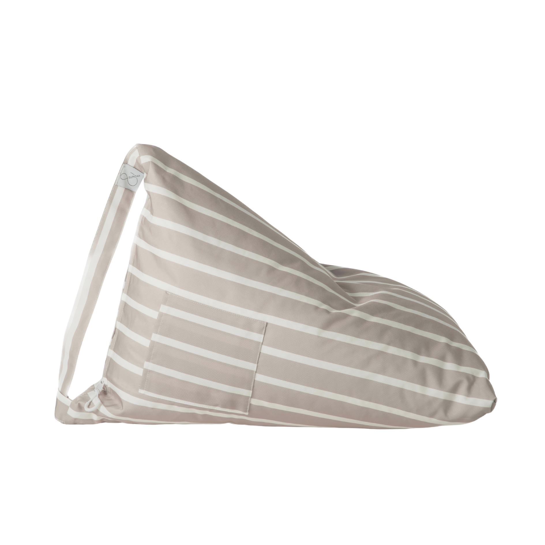 Striped bean bag chair on a white background