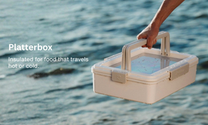 Platterbox insulated for food against a water background